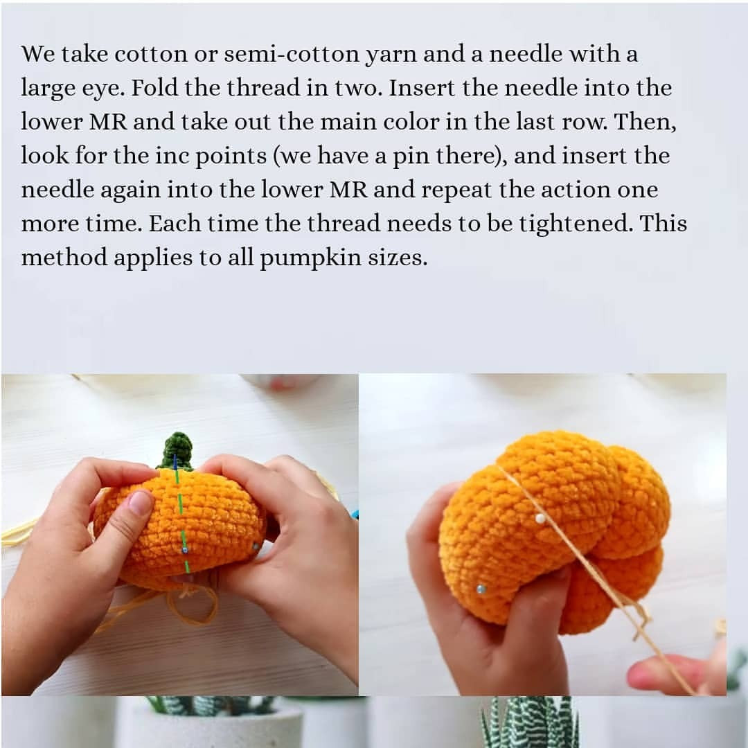 free crochet pattern pumpkin with blue stem