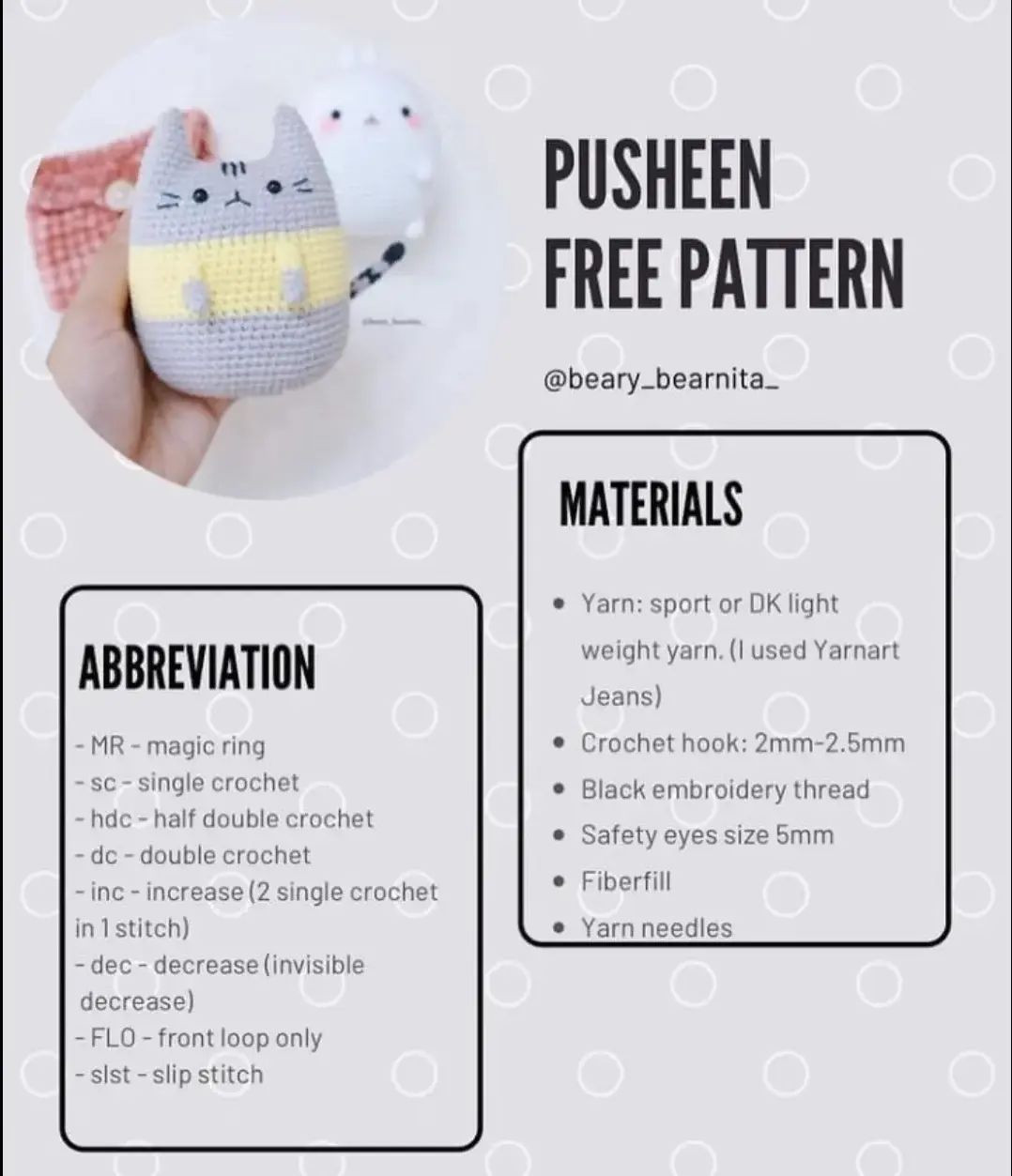 free crochet pattern pusheen