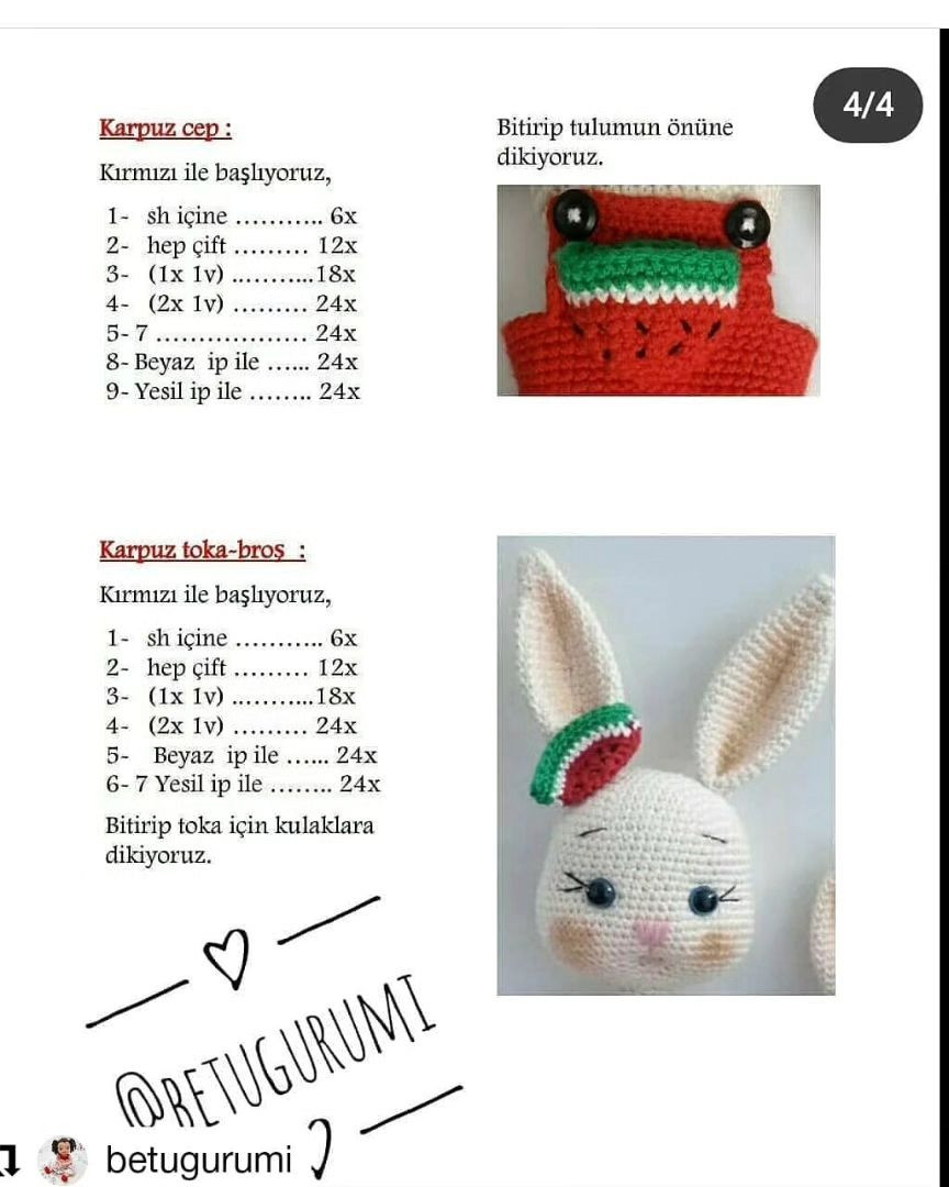 free crochet pattern rabbit karpuz tulumlu tavsan