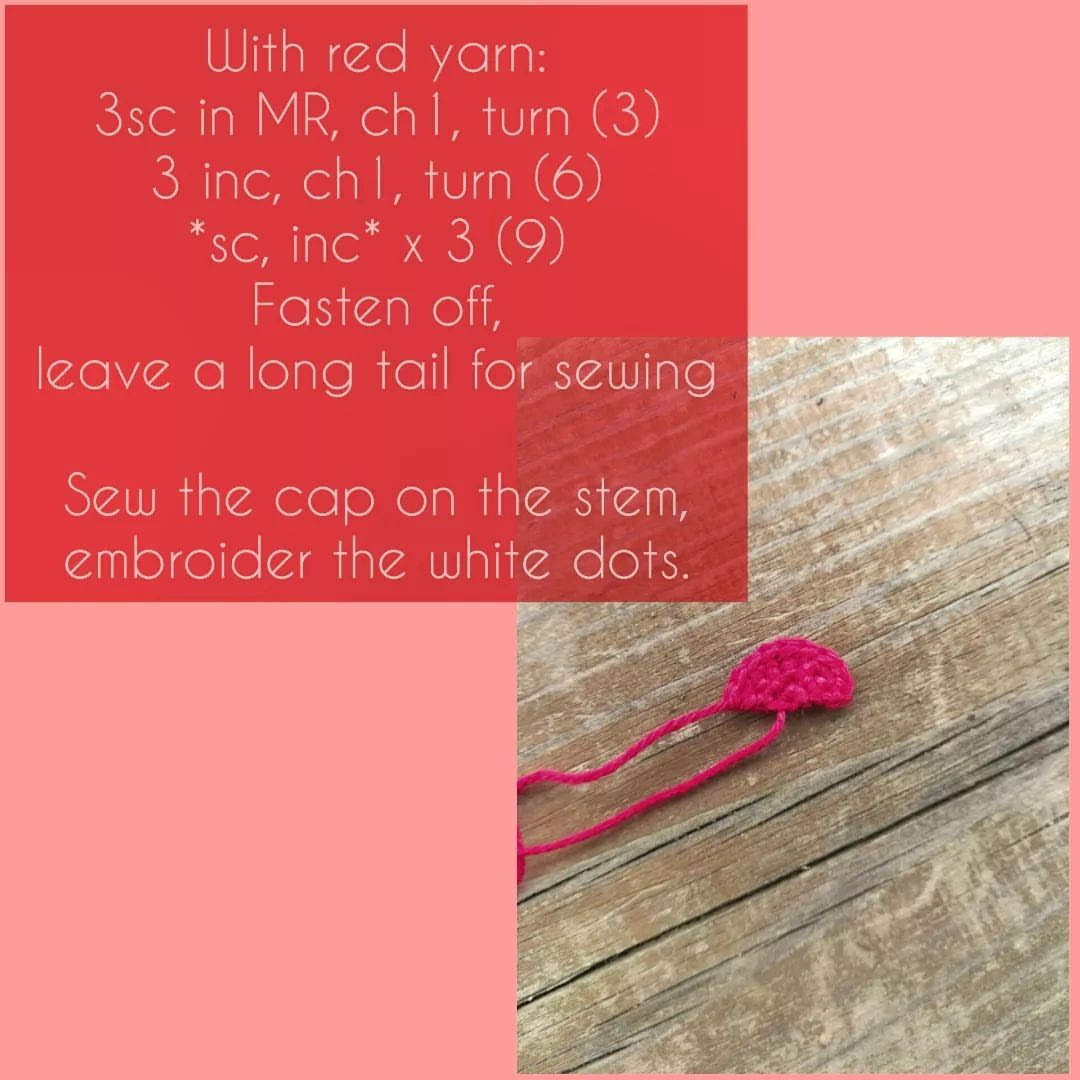 free crochet pattern red hat mushroom earring