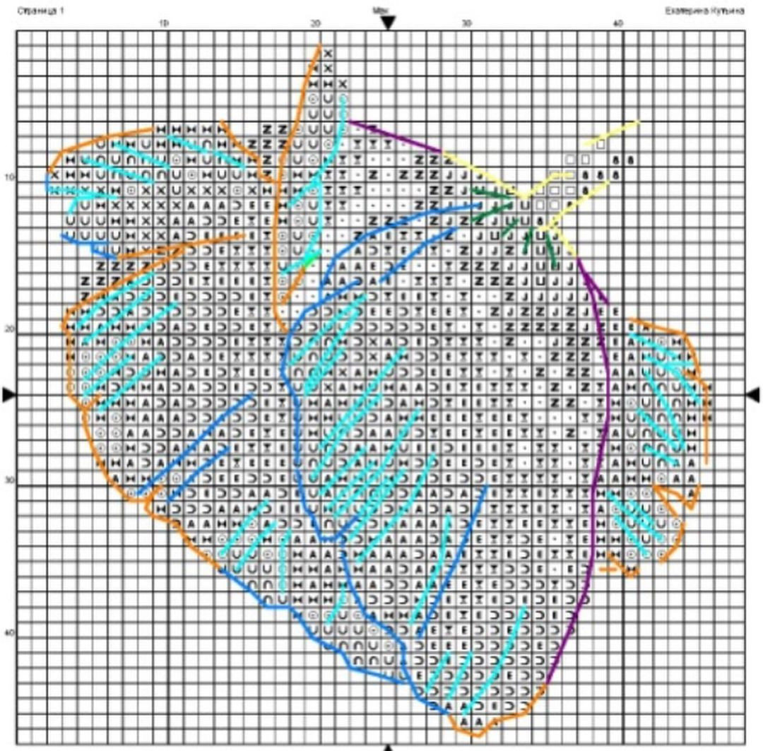 free crochet pattern red rose and blue flower stalk.