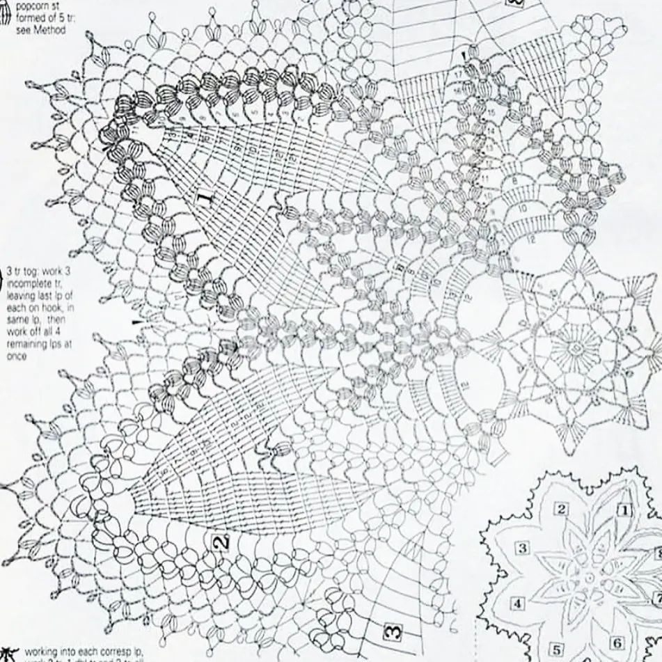 free crochet pattern round shape with eight large petals.