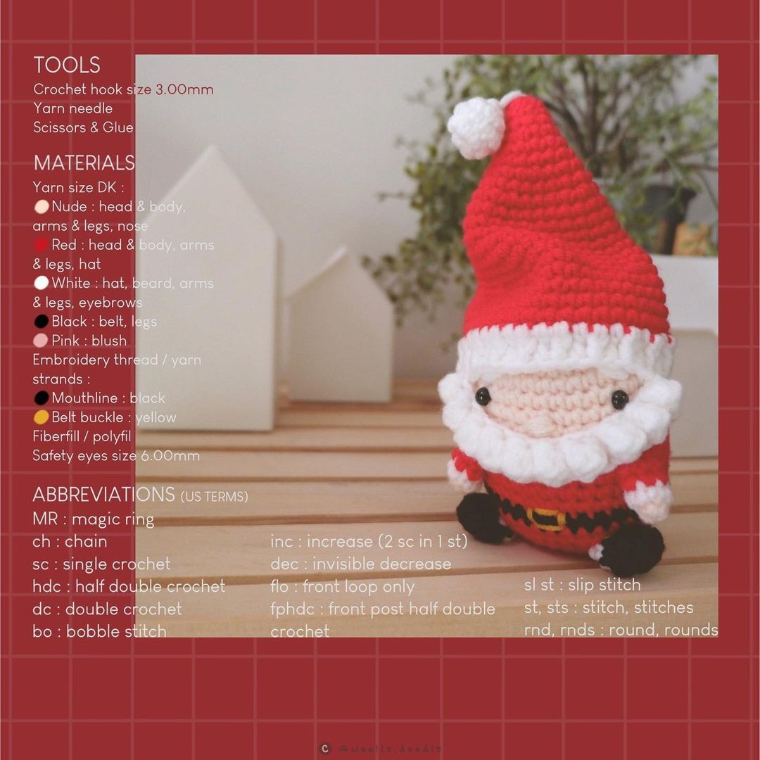 free crochet pattern santa claus keychain