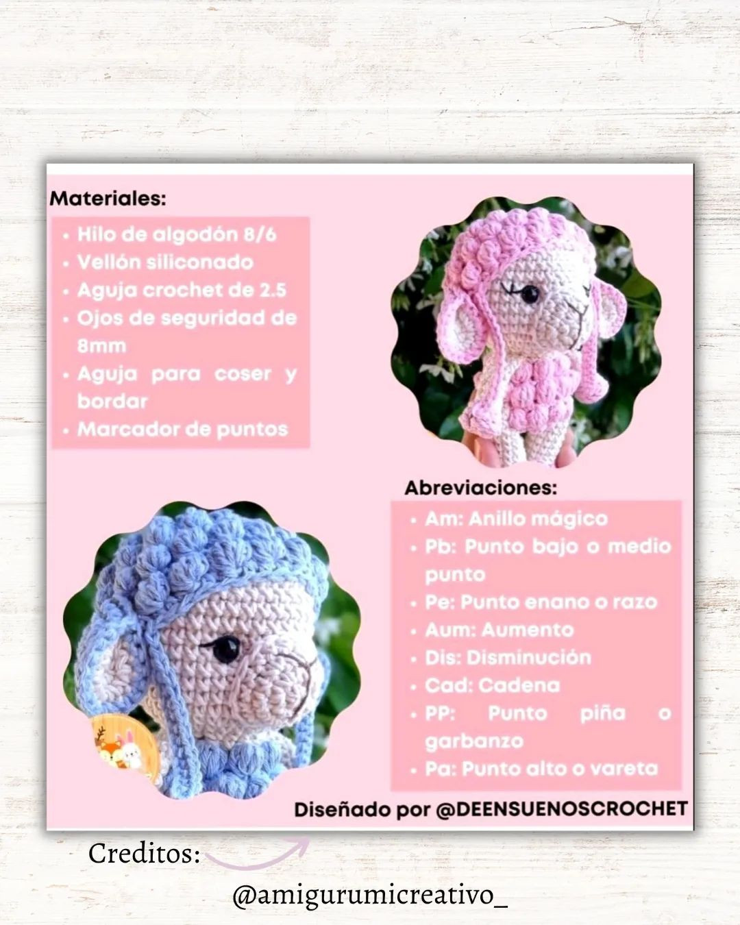 free crochet pattern sheep wearing pink hat.