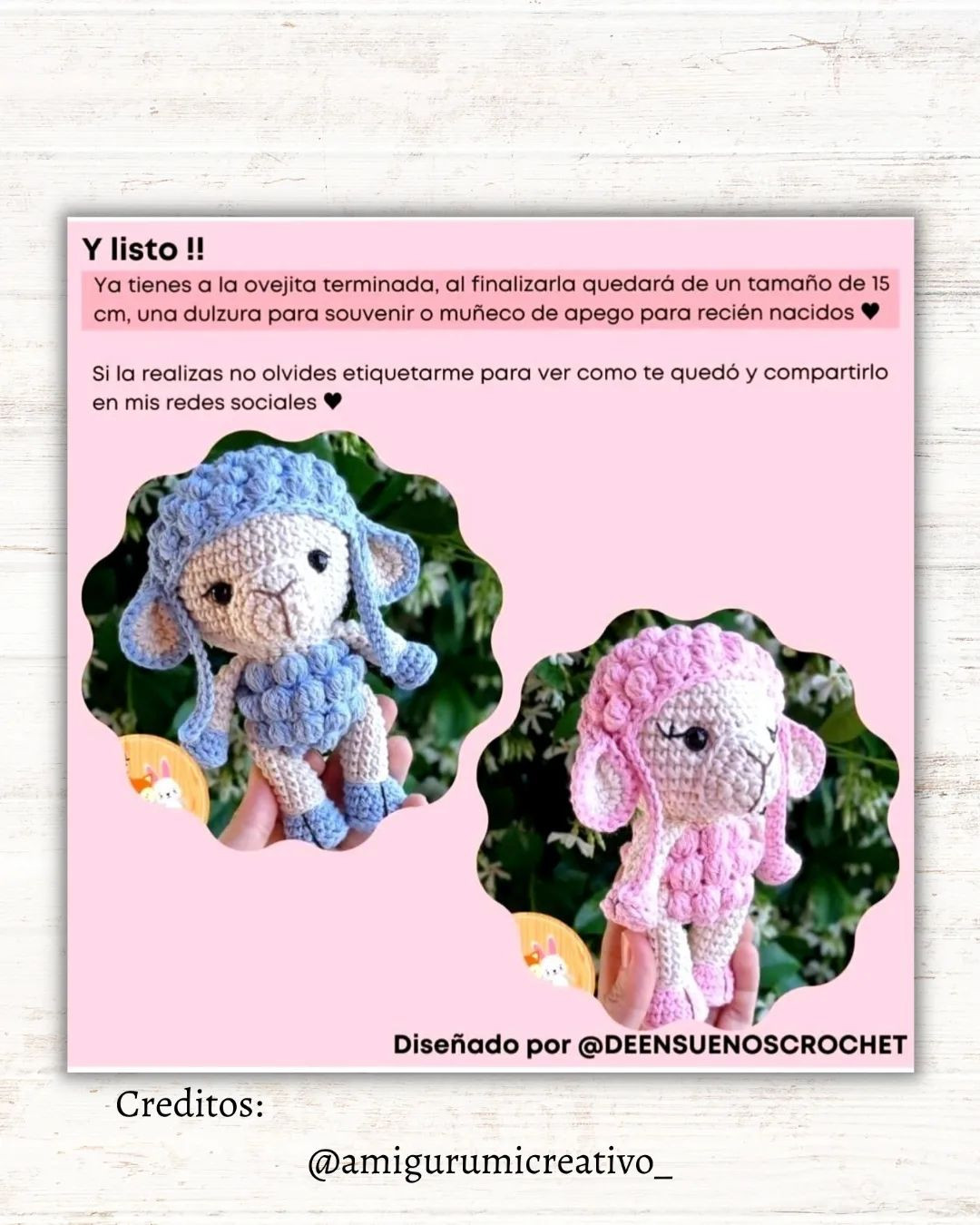 free crochet pattern sheep wearing pink hat.