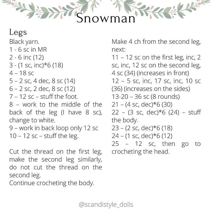 free crochet pattern snowman