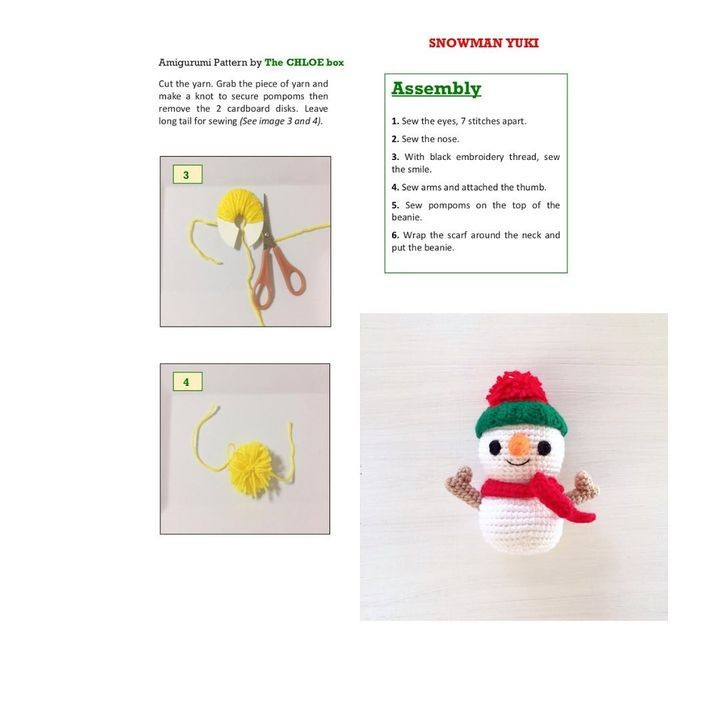 free crochet pattern snowman yuki