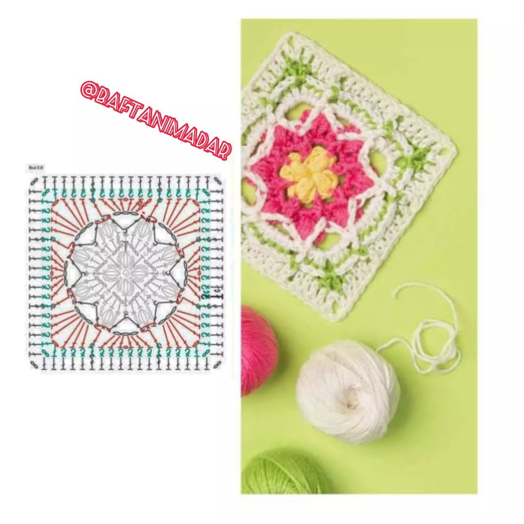 free crochet pattern square and small square inside.