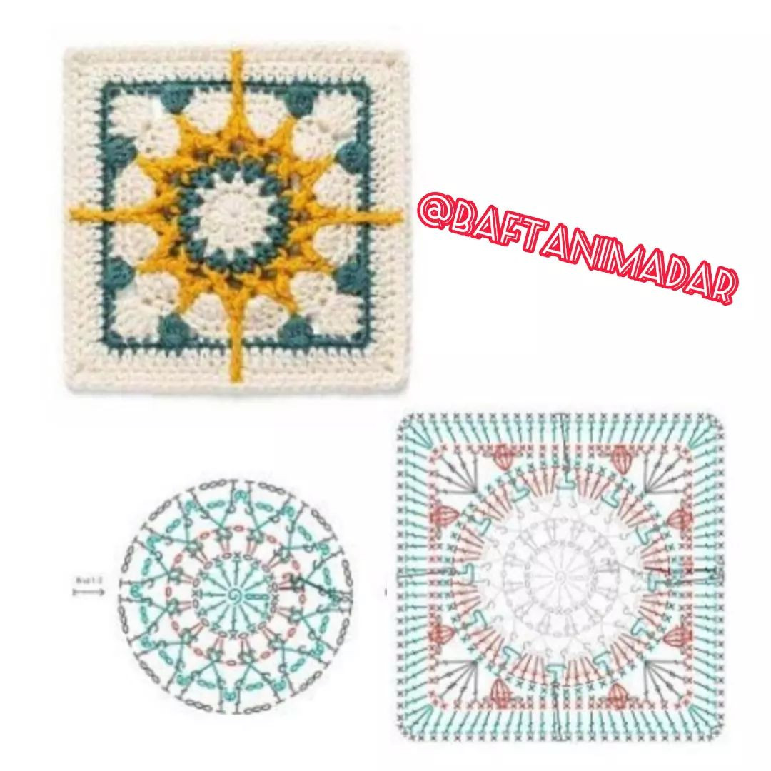 free crochet pattern square and small square inside.