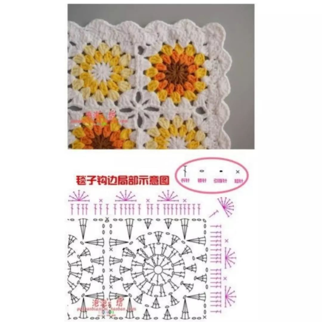 free crochet pattern square flowers and leaves