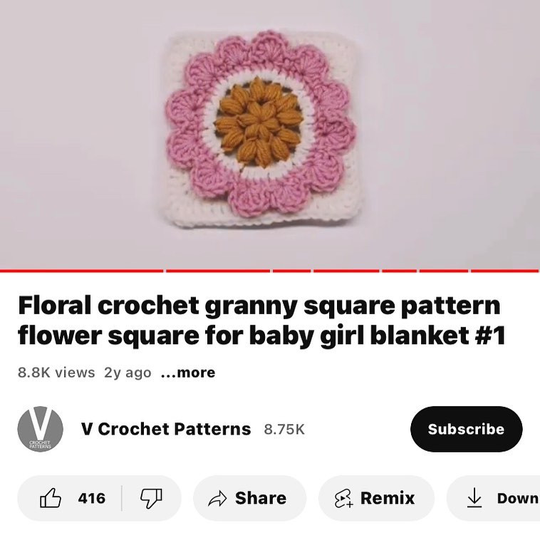 free crochet pattern square with 14 petals