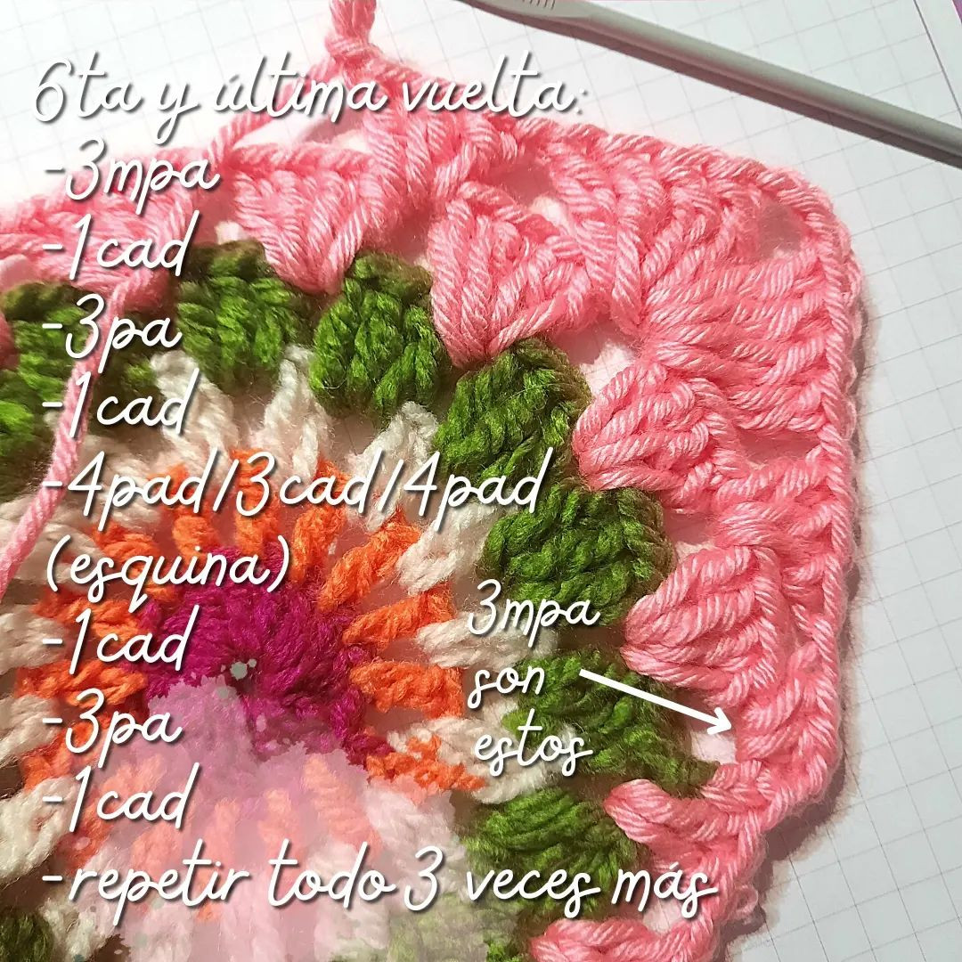 free crochet pattern square with circle in the middle.