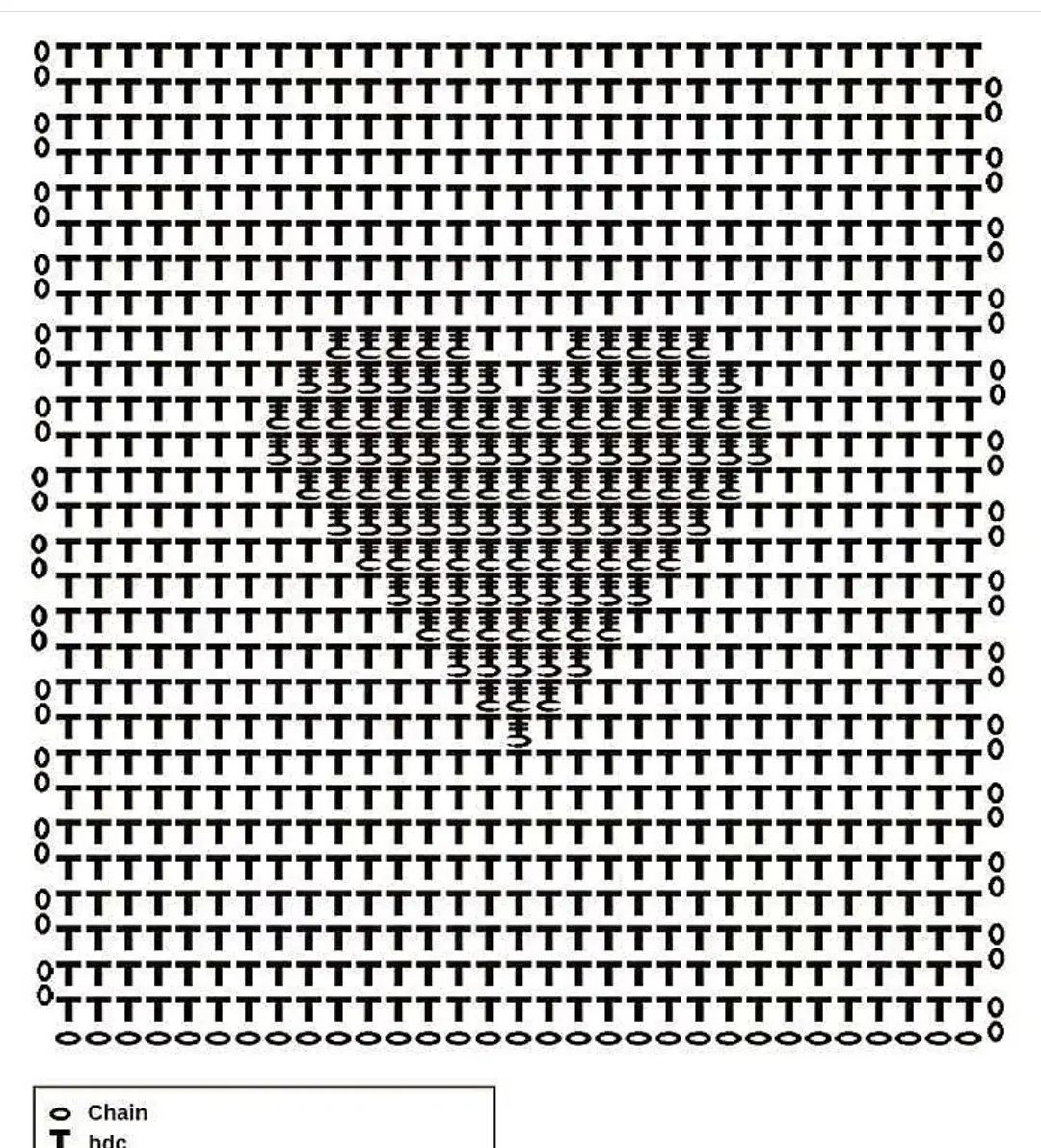 free crochet pattern square with heart in the middle.