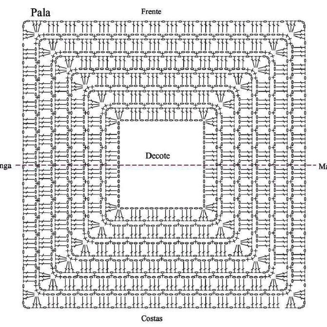 free crochet pattern square with square in the middle.