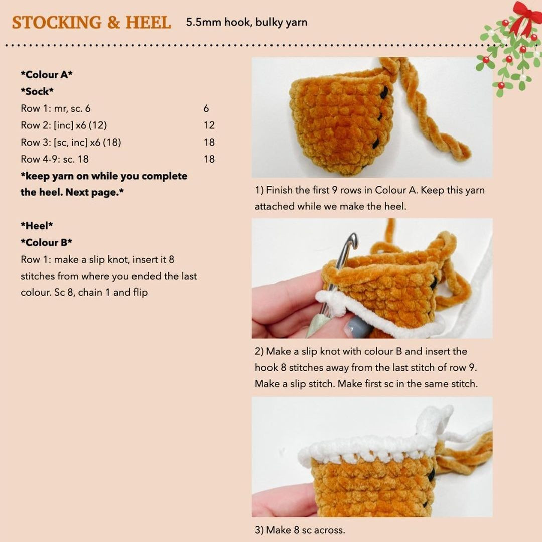 free crochet pattern stocking & heel