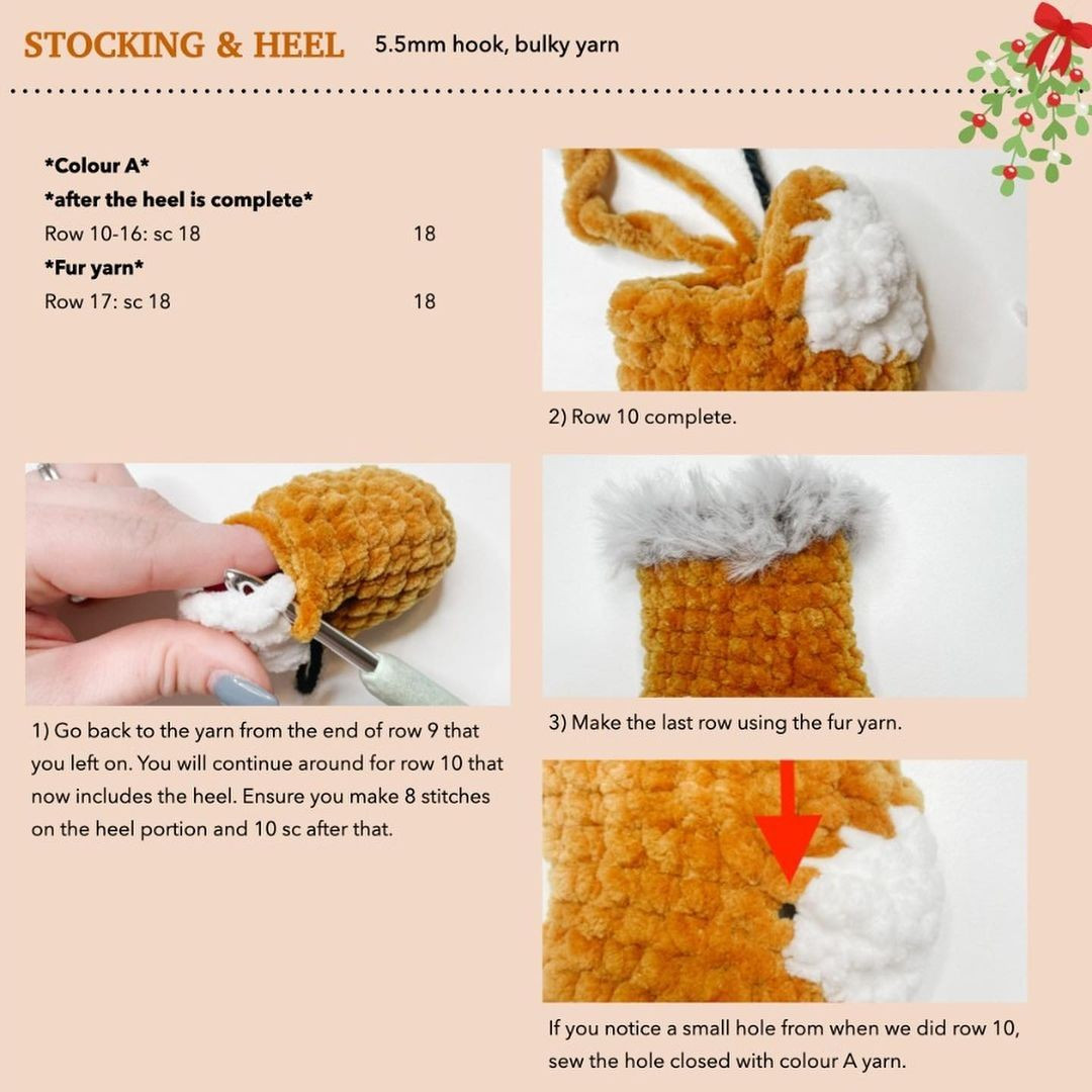 free crochet pattern stocking & heel