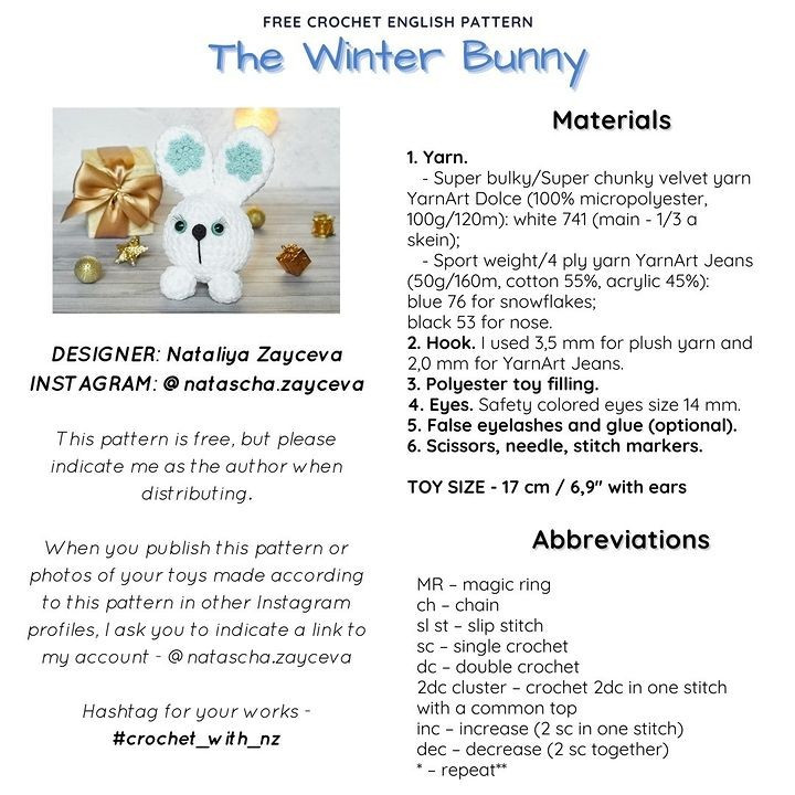 free crochet pattern the winter bunny