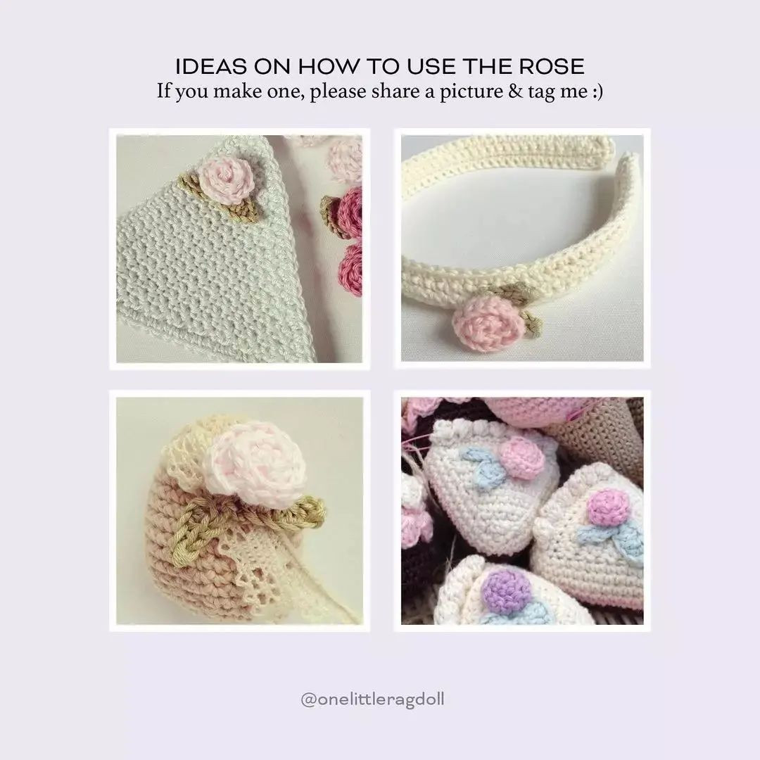 free crochet pattern tiny rose with leaves