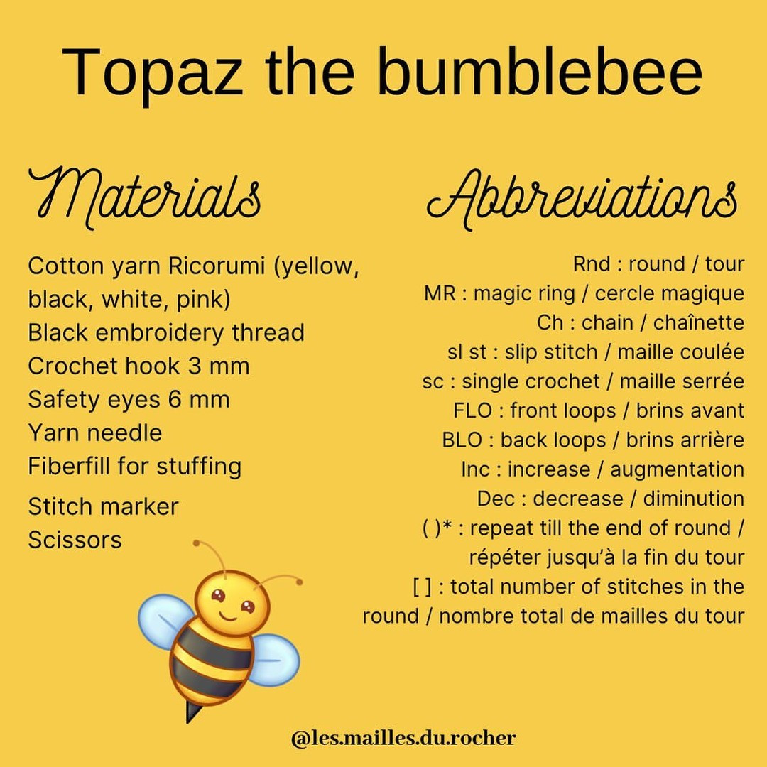 free crochet pattern topaz the bumblebee
