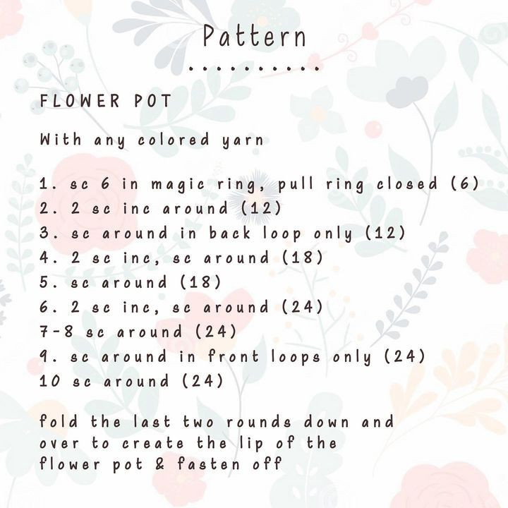 free crochet pattern tulip and flower pot
