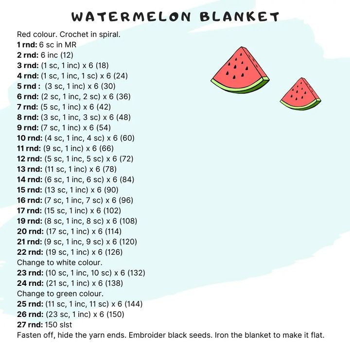 free crochet pattern watermelon blanket