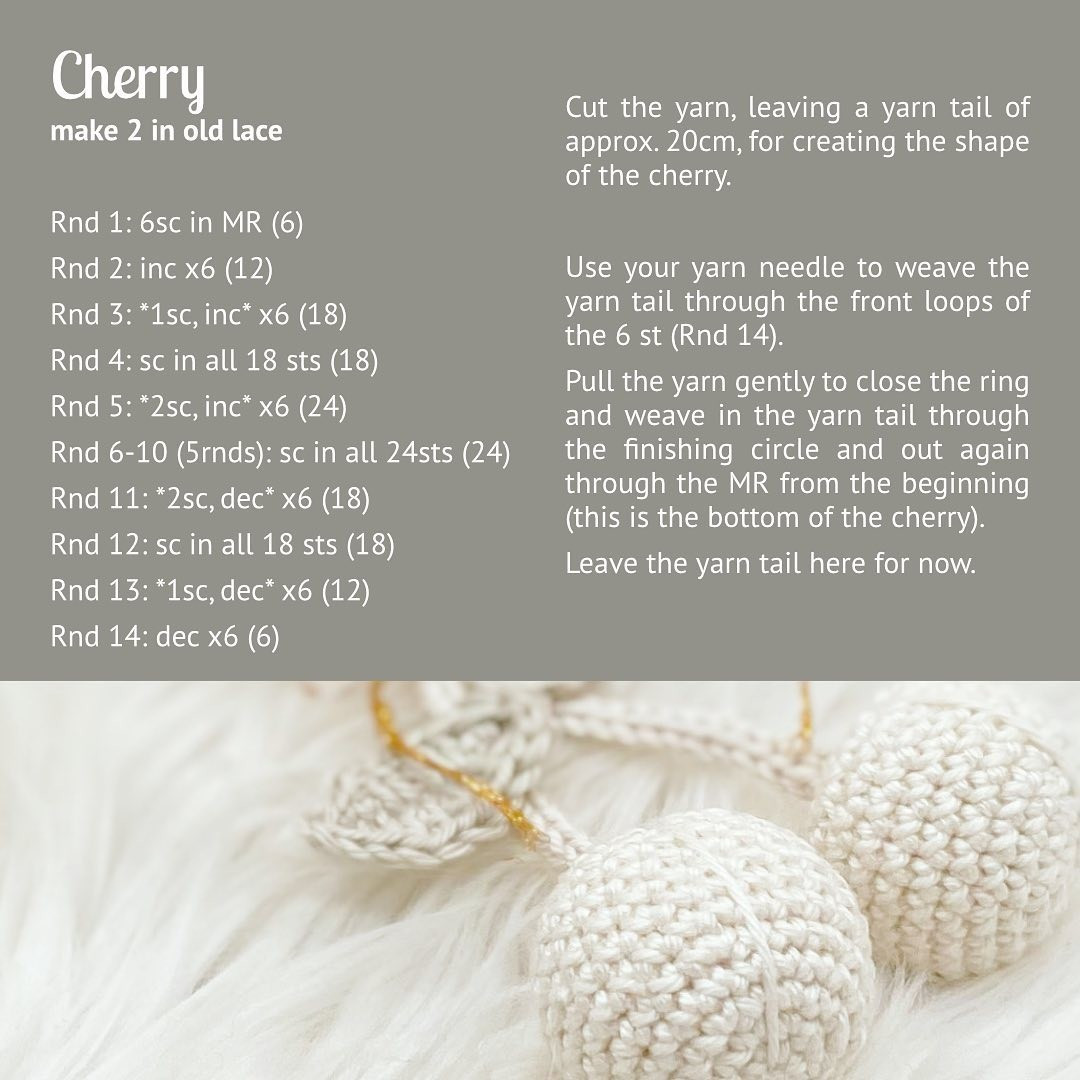 free crochet pattern white cherry