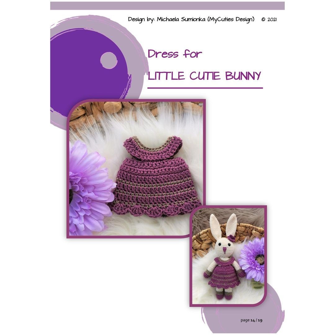 free crochet pattern white rabbit in purple dress