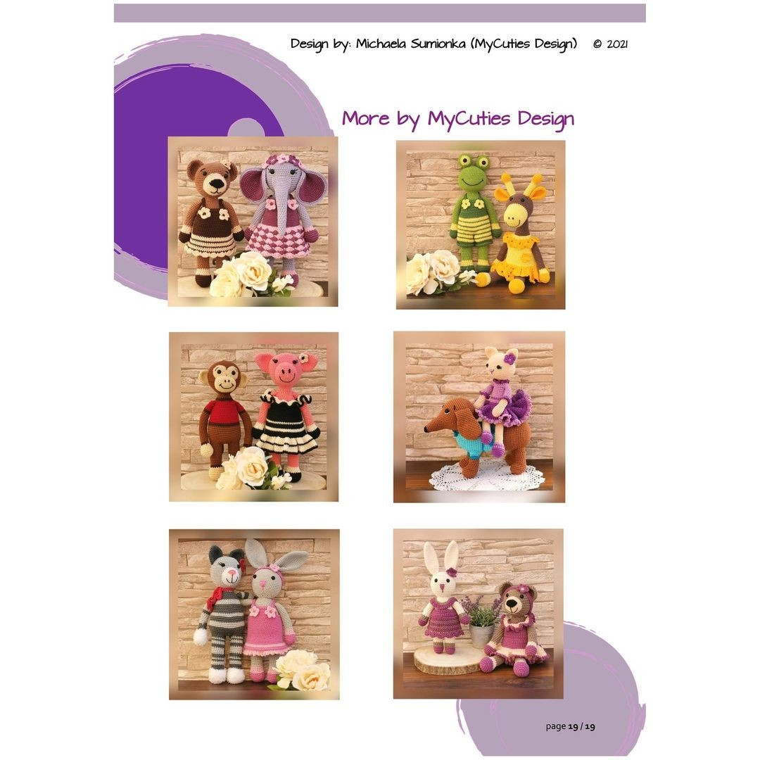 free crochet pattern white rabbit in purple dress