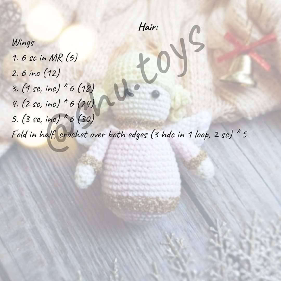 free crochet pattern winged blonde christmas doll