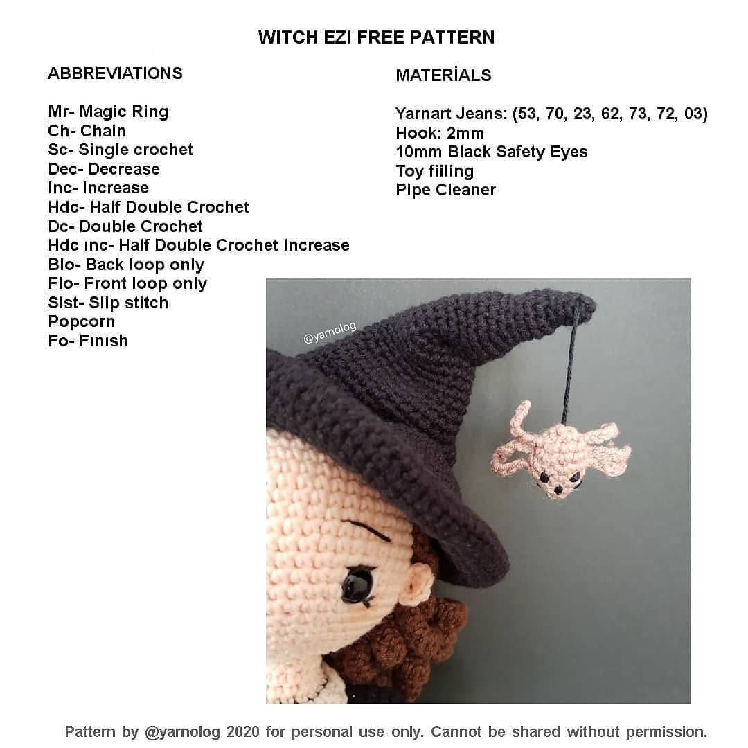 free crochet pattern witch ezi