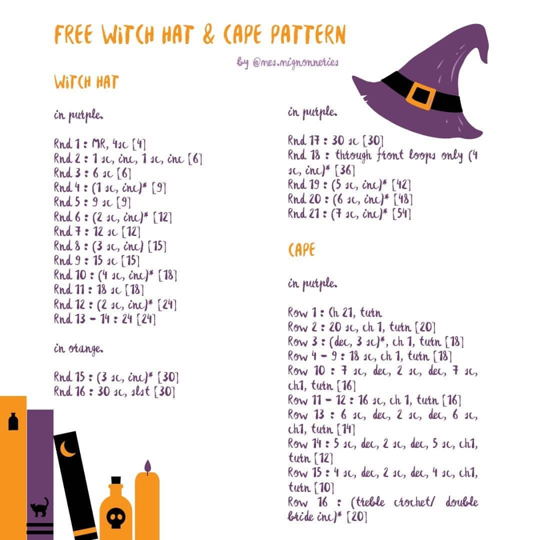 free crochet pattern witch hat and cape