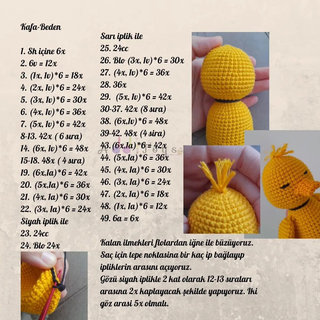 free crochet pattern yellow duck wearing pink shirt.