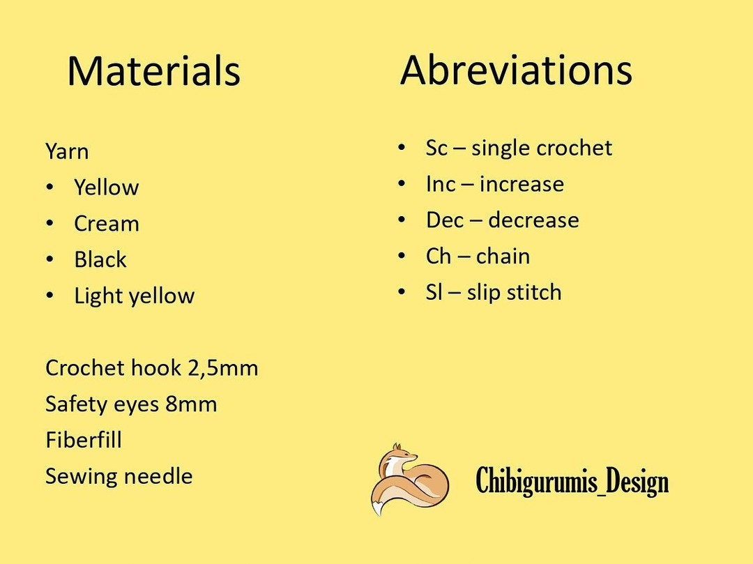 free crochet pattern yellow fox.