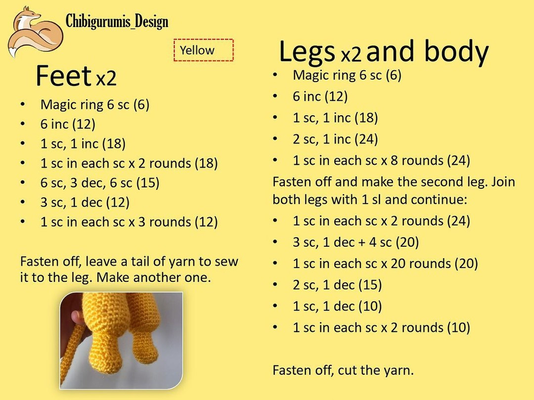 free crochet pattern yellow fox.