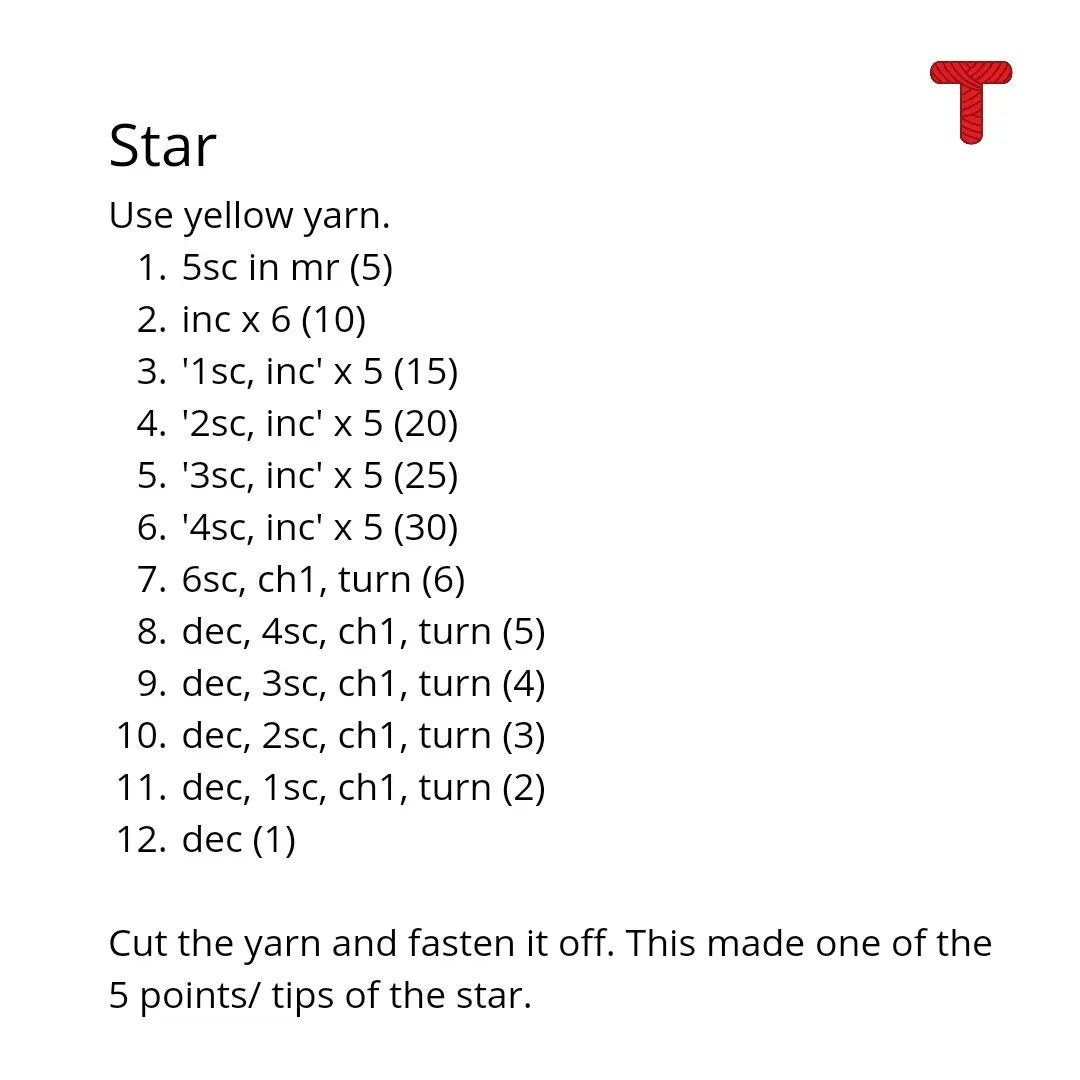 free crochet pattern yellow pentagram.