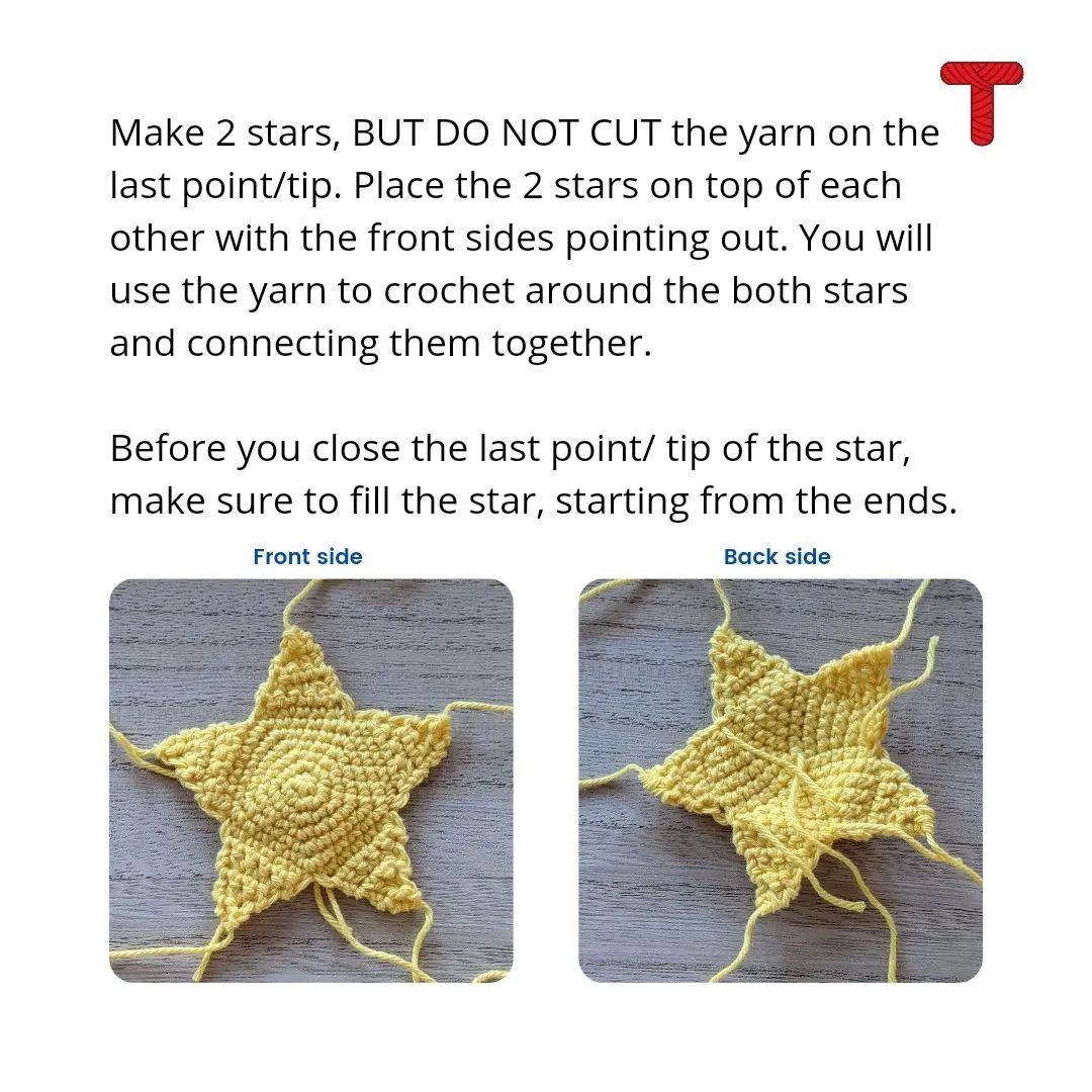 free crochet pattern yellow pentagram.