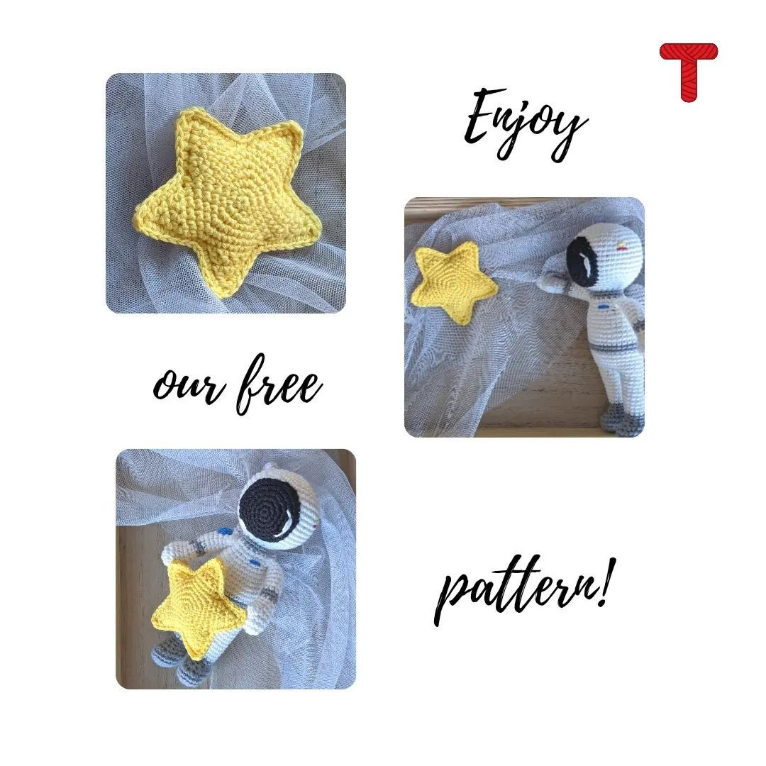 free crochet pattern yellow pentagram.