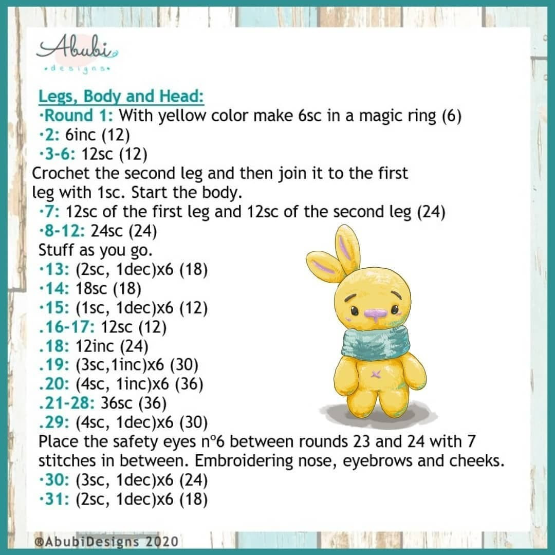 free crochet pattern yellow rabbit