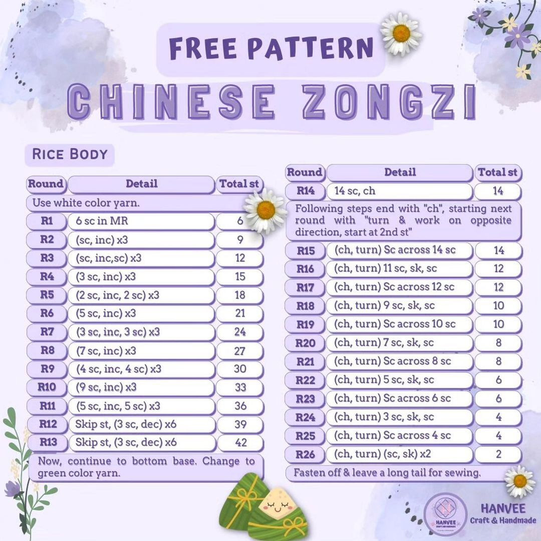 free pattern chinese zongzi