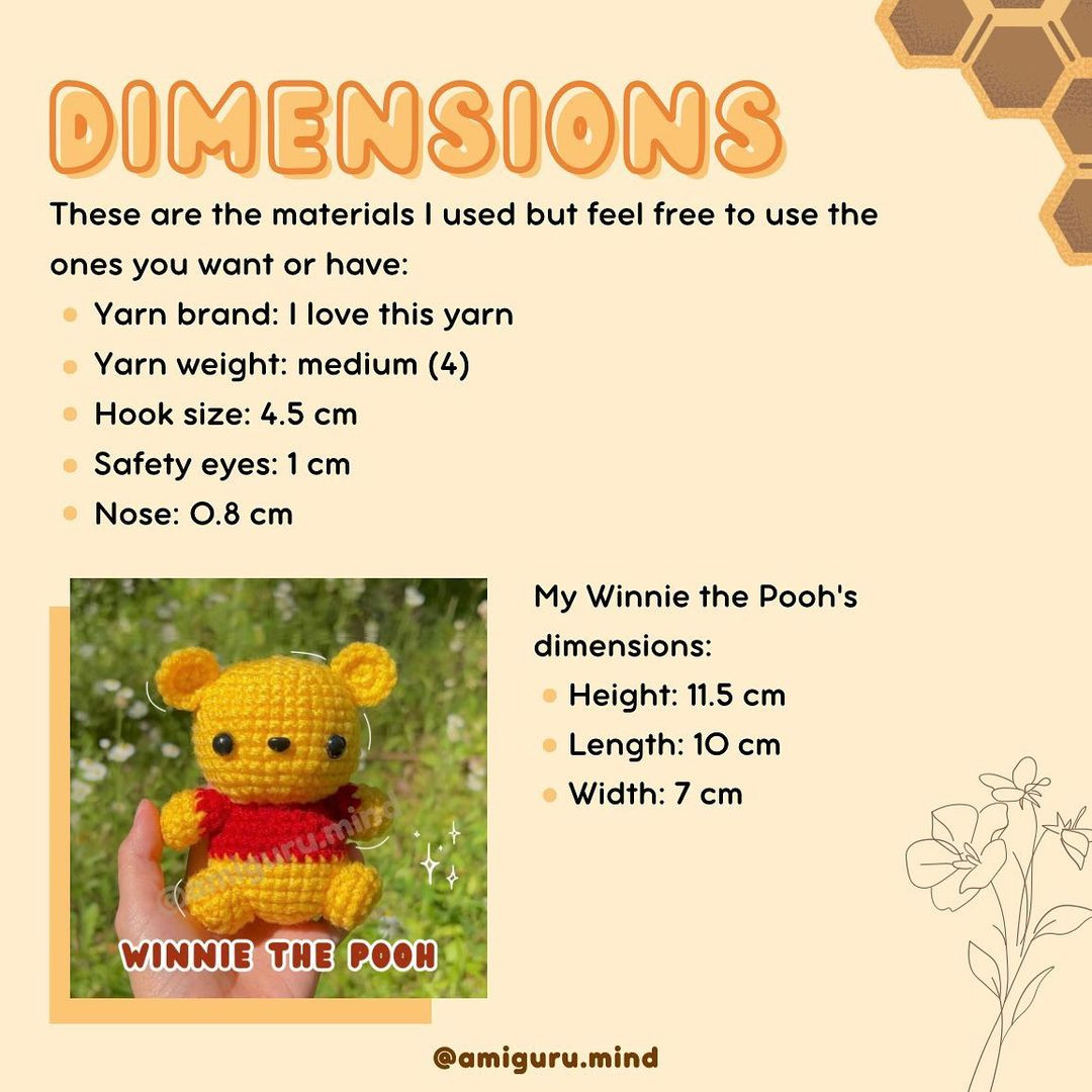 free pattern winnie the pooh, wearing a red hat.