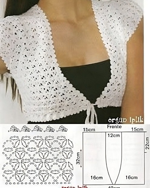 Geometric Crochet Chart Cool white sweater.