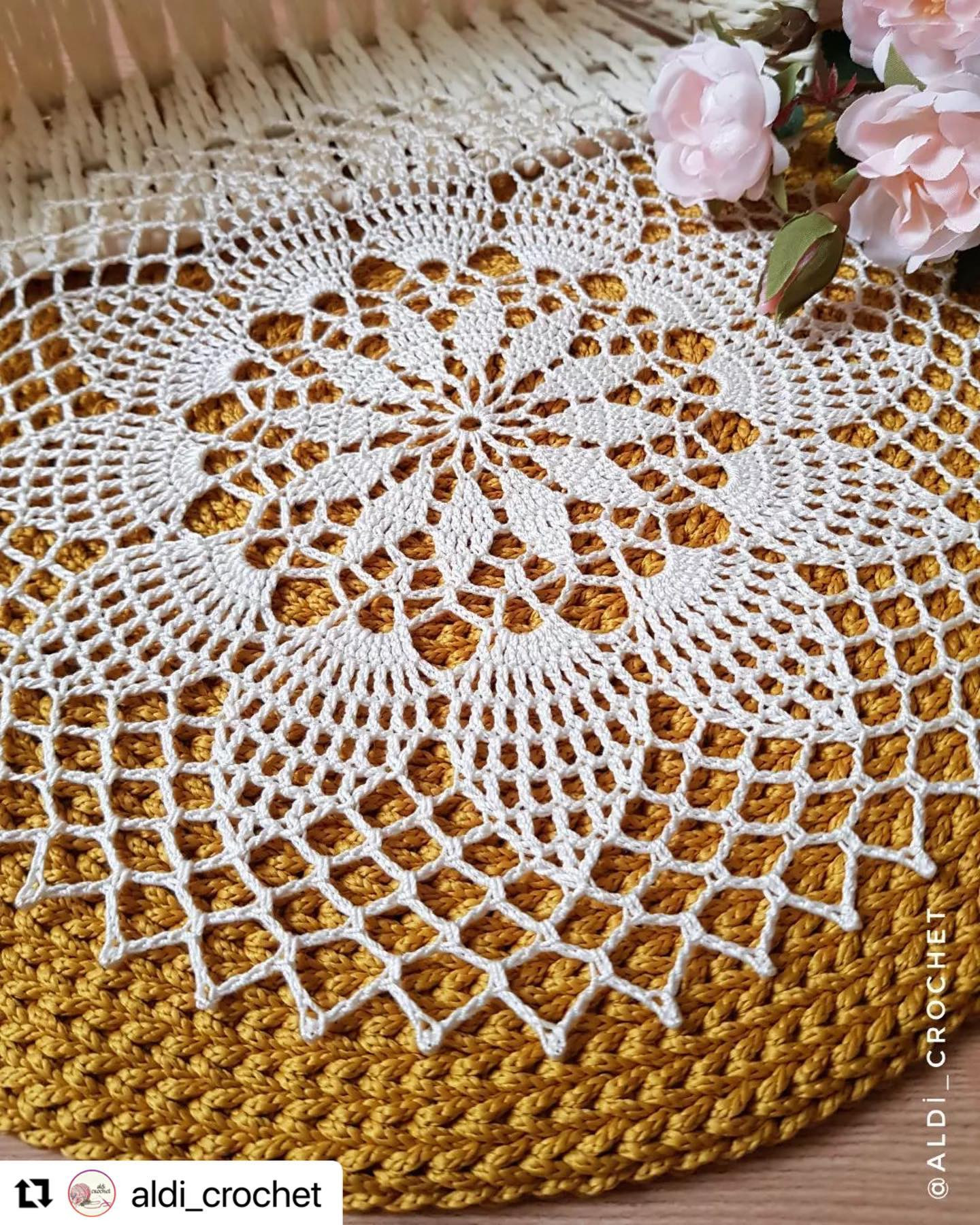 Geometric Crochet pattern circle with twelve petals