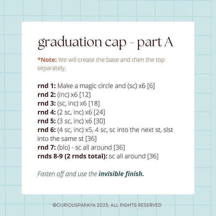 graduation cap free pattern