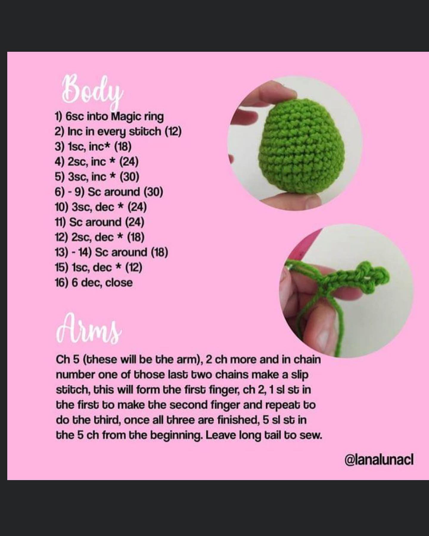 green frog, white belly, rosy cheeks crochet pattern