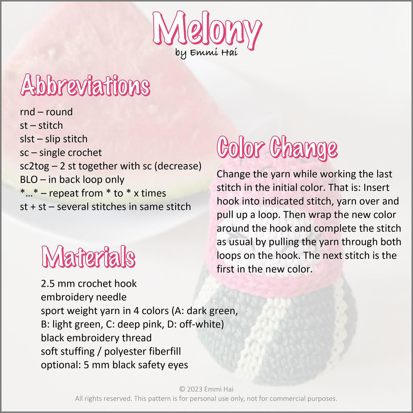 melony free crochet pattern