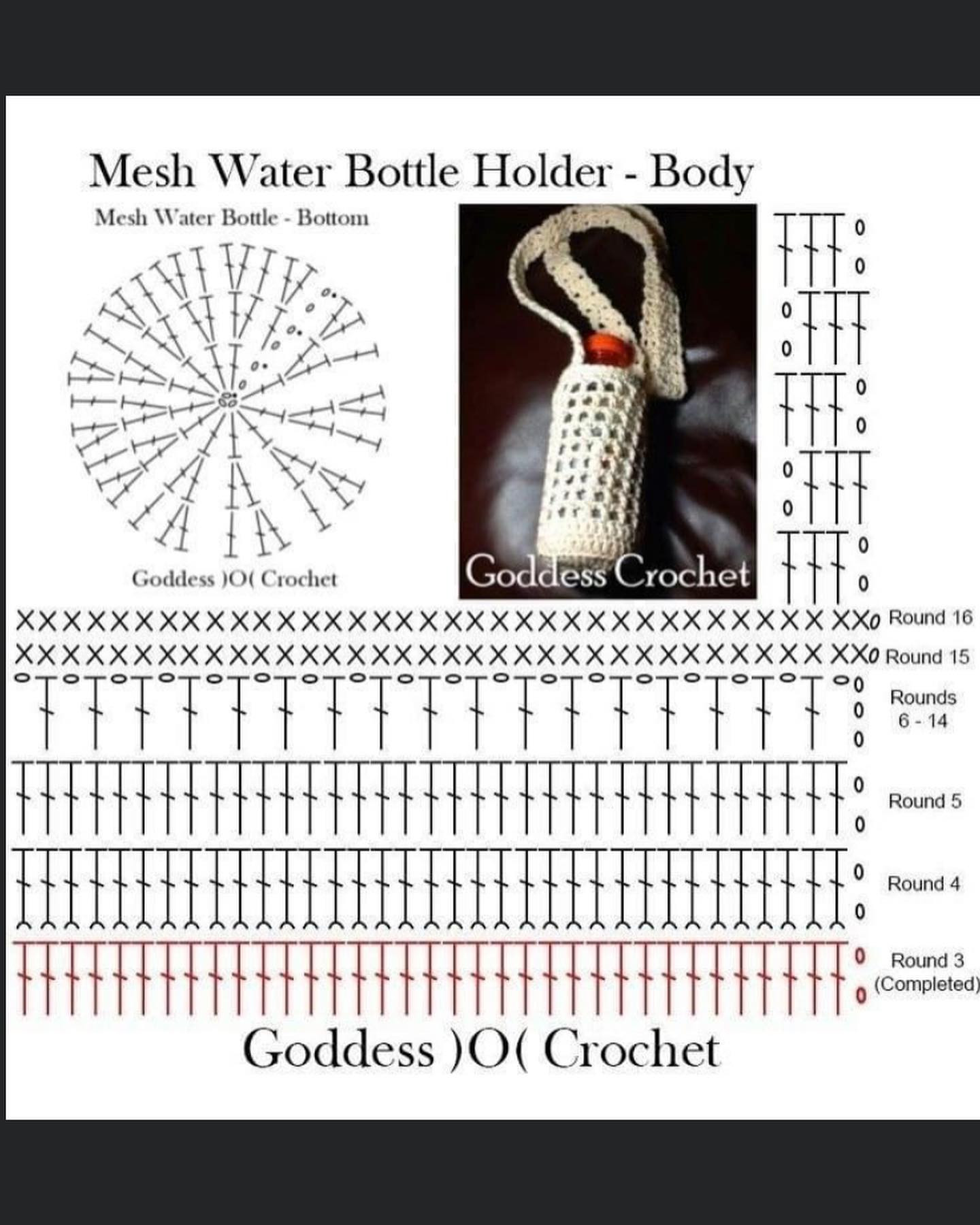 mesh water bottle holder body crochet pattern