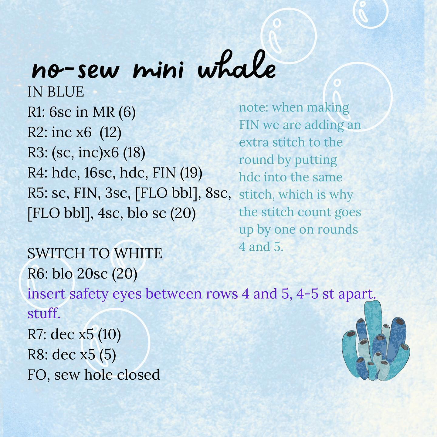 no-sew mini whale free crochet pattern