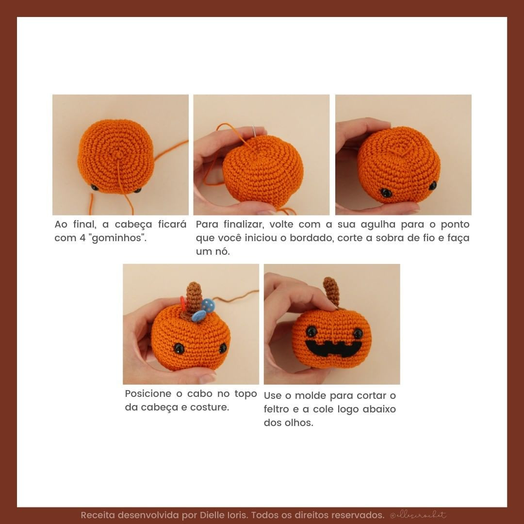 orange pumpkin, black eyes and mouth crochet pattern