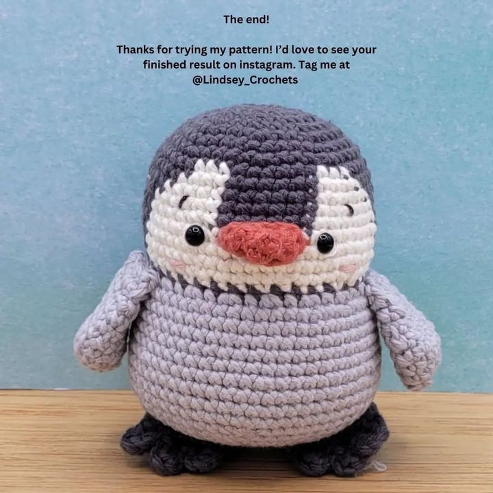 penguin gray beak orange face white crochet pattern