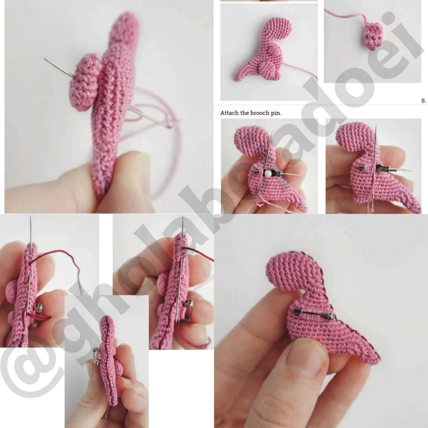 pink dinosaur, blue dinosaur crochet pattern